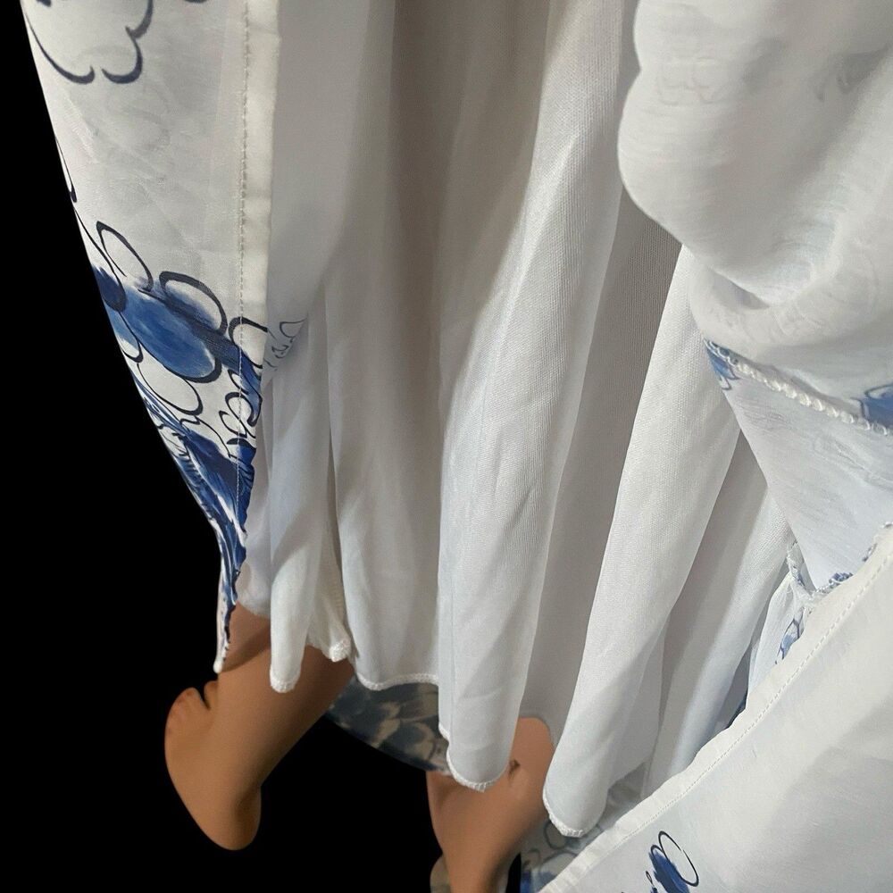Giffniseti Floral Dress Boho Travel Cut Out Bishop Sleeve Ruffle Flounce Hem XL - Picture 7 of 15